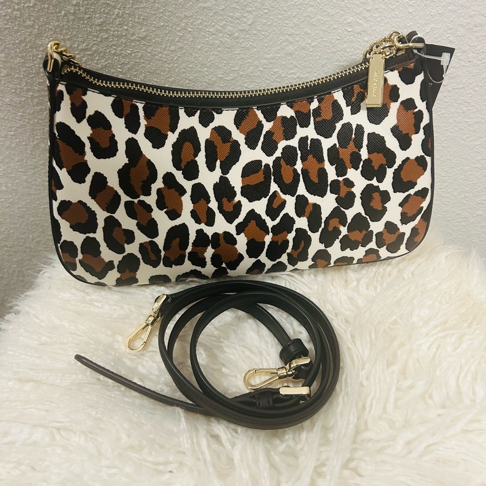 Kate Spade ♠️ Madison Brown and Black Spotted Leopard Crossbody Satchel NWT - Picture 2 of 5